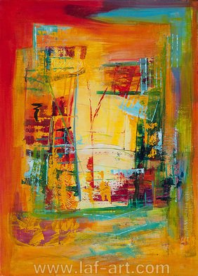 Lyn Walters; Surrounded 1, 2014, Original Painting Acrylic, 50 x 70 cm. Artwork description: 241   acrylic architectural urban landscape using bright saturated colour glazes           ...