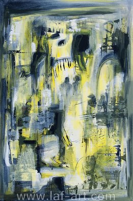 Lyn Walters; Reduced Palette 1, 2014, Original Painting Acrylic, 60 x 90 cm. Artwork description: 241  This is a reduced palette painting, I decide that as I usually paint with a lot of colour I'd restrict myself to black white and lemon        ...