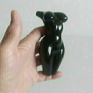 Sergey Abrosimov; GIRL BLACK IN HAND, 2022, Original Sculpture Mixed, 5 x 13 cm. Artwork description: 241 GIRL BLACK IN HAND echoes the plastic searches of famous masters Henry Moore and Fernando Botero.  The novelty of the sculptural concept of Maas Tiir lies in the possibility of free movement, rotation and installation of figurines and podiums in different compositions for play, personal creativity and ...