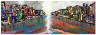 Mac Worthington, 'Broad Street', 2019, original Painting Acrylic, 96 x 36  x 3 inches. Artwork description: 3099 Acrylic on stretched canvas. Signed   dated. Certificate of Authenticity. Ready to hang...
