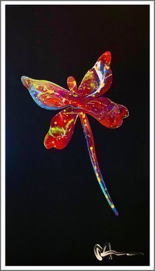 Mac Worthington; Dragonfly, 2021, Original Painting Acrylic, 17 x 30 inches. Artwork description: 241 metal painted acrylic enamel on stretched canvasAvailable. Signed   dated. Certificate of Authenticity.Delivery, hanging   shipping availableStudio: 5935 Houseman Rd, historic Ostrander, Ohio.For further information on this piece or to discuss a custom design please call 614 | 582 | 6788 or email: macwartist aol. com...