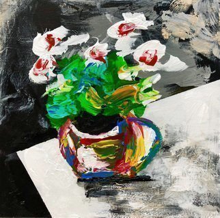 Mac Worthington, 'Flowers In A Teacup', 2019, original Painting Acrylic, 12 x 12  x 3 inches. Artwork description: 3495 S O L DHeavy acrylic on stretched canvasAvailable.  Signed dated.  Certificate of Authenticity.  Ready to hang.For further information on this piece or to discuss a custom design please call 614 | 582 | 6788 or email macwartist aol.  com	...