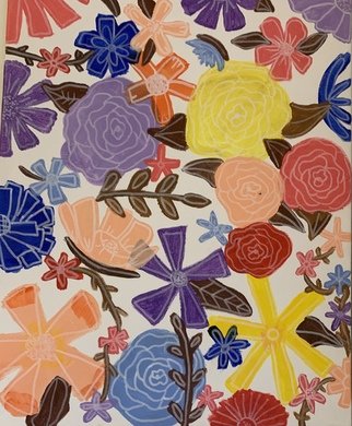 Maddi Berry; Flower 2, 2020, Original Painting Acrylic, 20 x 16 inches. Artwork description: 241 simple shapes, paint pen...