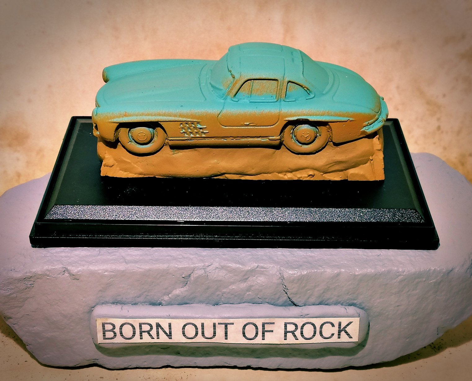 Roland Van Ast; Born Out Of Rock Mercedes 1, 2020, Original Ceramics Handbuilt, 4.6 x 1.6 inches. Artwork description: 241 Born out of Rock by Mad MouseMercedes 300 SL- Handmade modelcars- Born out of Rock series- 1 of only 50- Scale 143- 10 cm 150 gr- Handmade mold- Cast porcelain plaster- Sculpted model- Hand painted- Protective layer- Showcase box- Small series, special colors and models on ...