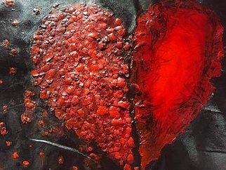 Maitrry P Shah; Broken Heart, 2016, Original Painting Acrylic, 24 x 20 inches. Artwork description: 241 mixed media , buyer can feel the broken pieces of heart texture on it.  artist has used in depth technique to create a beautiful texture of heart...