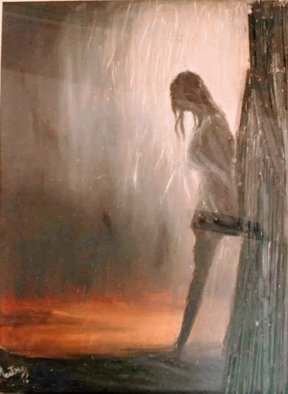 Maitrry P Shah; Despair, 2011, Original Mixed Media, 12 x 18 inches. Artwork description: 241  Despair  painting shows a woman standing in the rain . dark black color in the painting shows her sorrows.  beautifully in depth expressions through painting. any one can connect with this painting . ...