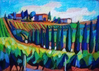 Maja Djokic Mihajlovic, 'Landscapes Of Tuscany', 2018, original Pastel, 35 x 25  cm. Artwork description: 1758 Original pastel drawing. Dimension is 34. 8 x 24. 8 x 0. 1 cm .Landscape, sea, sky, Toscany , Nature, color, trees, field, ...
