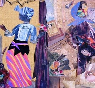 B Malke, 'Algerian Women', 2012, original Collage, 30 x 30  cm. Artwork description: 1911         Collage, acrylic and ink on wood plaque.  Hommage a Delacroix                                   ...