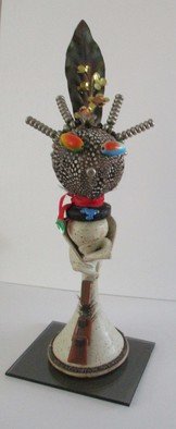 B Malke; Plant Woman, 2014, Original Sculpture Mixed, 6 x 17 inches. Artwork description: 241     Glass Wood, ceramic composition, clay, feathers               ...