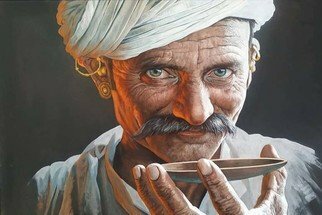 Manish Vaishnav; Old Man Painting, 2021, Original Painting Acrylic, 26 x 32 inches. Artwork description: 241 this painting very fine details on a rajasthani old man working at his farm u can see his edge on face. person from our studio is master in making wrinkles on faces . this painting made on durable silk by using quality water based natural color. its perfect ...