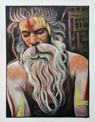 Manish Vaishnav; Sadhu Painting Indian Sadhu, 2021, Original Painting Acrylic, 18 x 24 inches. Artwork description: 241 meditation sadhu painting made on canvas using acrylic colors. In this artwork, the artist has beautifully painted the image of a saint in course of meditation. Sadhus are sanyasi, or renunciates, who have left behind all material attachments and live in caves, forests and temples all over ...