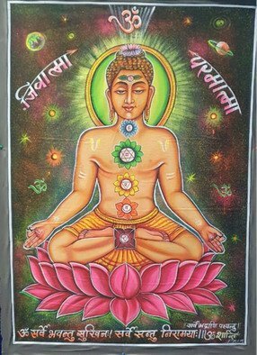 Manish Vaishnav; Yoga Mediation Buddha, 2020, Original Watercolor, 48 x 72 inches. Artwork description: 241 ABOUT BUDDHA . . . . he was born in a region what is now know as Nepal and was the person who created the religion of Buddhism we called also shakyamuni buddha because he was a member of the sakyan clan the ruling class of an aristocratic republic in the ...