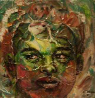 Edward Ofosu; The Observer, 2009, Original Painting Acrylic, 16 x 16 cm. Artwork description: 241  painting, portrait, abstract, figurative ...