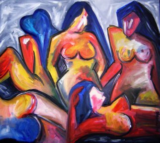 Marcia Pinho; Women, 2005, Original Painting Oil, 80 x 90 cm. Artwork description: 241  Private collector in USA   Expressionism, figurative, painting, acrylic and ink, canvas                                           ...