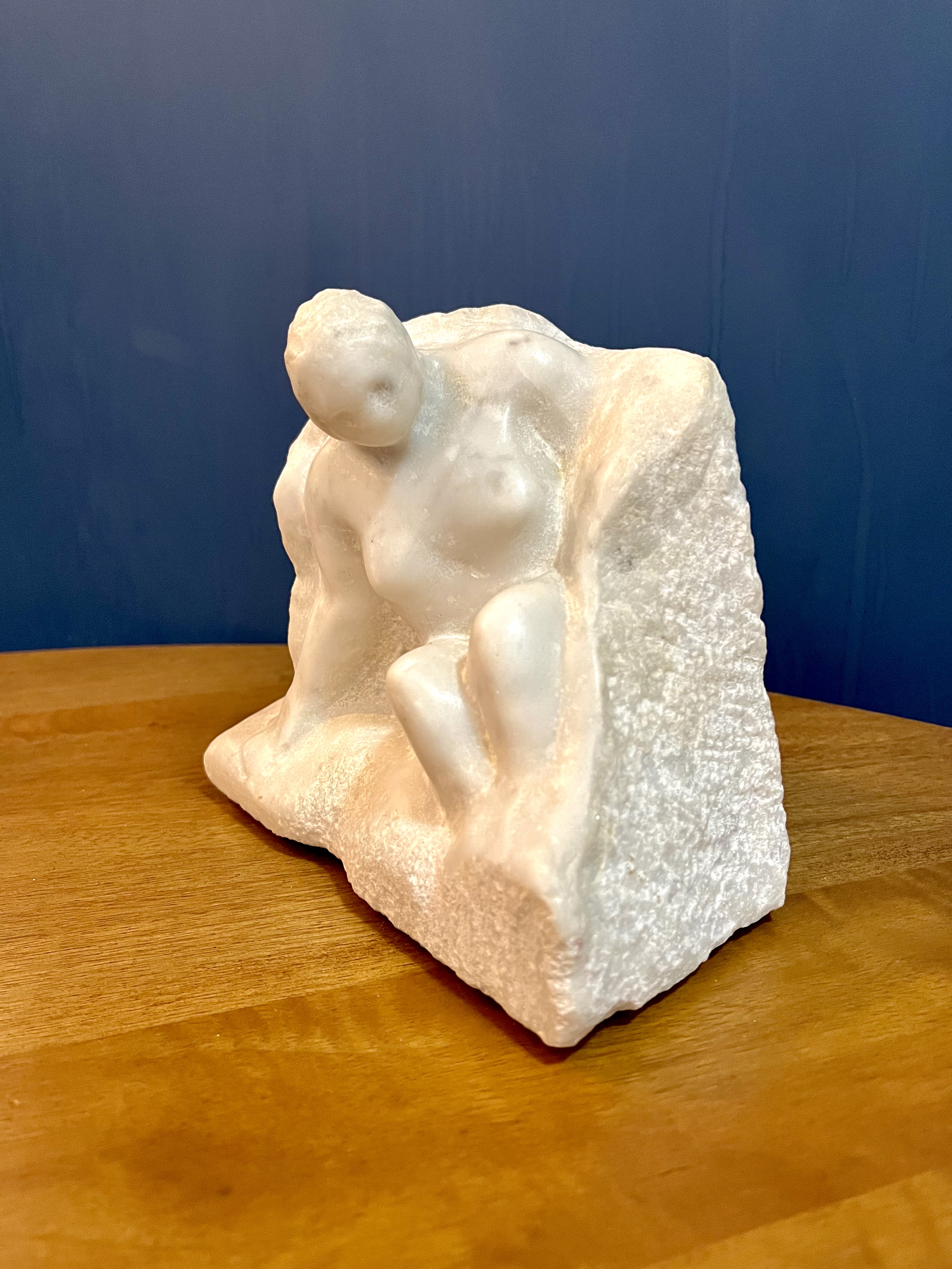 Marcin Biesek; Seated Figure, 2011, Original Sculpture Stone, 7 x 15 cm. Artwork description: 241 Artwork is my reflection on feminism.  I tried to bring the struggles of contemporary women. ...
