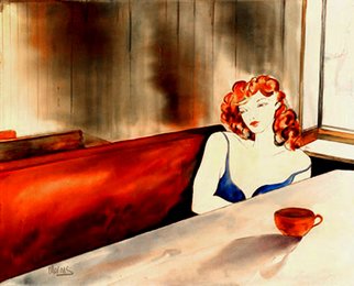 Leslie Marcus; CAFE AU LAIT, 2007, Original Watercolor, 24 x 18 inches. Artwork description: 241  GOUACHE~WATERCOLOR PAPER~BRONZE LEAF ...