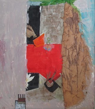 Margaret Thompson, 'Nitty Gritty', 2013, original Mixed Media, 33 x 39  inches. Artwork description: 1758                    Acrylic, collage, mixed media on paper              My woman falls, dances, balances, depending on her phase of life. Her presence humanises an otherwise abstract landscape    ...