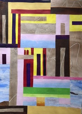 Margaret Thompson; Luxor, 2021, Original Collage, 11 x 15 inches. Artwork description: 241 Inspired by the quilters of Gees Bend, Alabama, this collage tries to capture the beautiful physicality of their work. ...