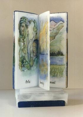 Margaret Stone, 'Aspen', 1998, original Artistic Book, 8 x 15  x 6 inches. Artwork description: 3495 Glass Book series.  Cast, fused, slumped glass.  Fired- on line work with oil/ resin glazes.  This book is a commerative for Aspen, Colorado and in a private collection....