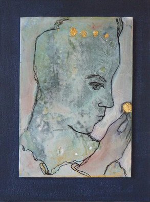 Margaret Stone, 'Treasure', 2015, original Painting Acrylic, 8 x 10  x 1 inches. Artwork description: 1911 A beautiful golden treasure.  It represents life and love and is to be cherished.  The painting is created in acrylic and ink.  It is mounted on a stretched canvas and is wired to hang....