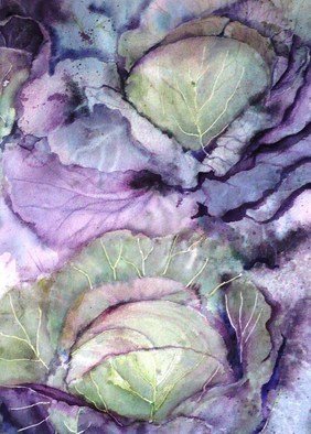 Mariejeanne Bronzini; PASTEL DE CHOUX, 2010, Original Watercolor, 50 x 70 cm. Artwork description: 241     this is one work of my series of cabbages   Series Cabbages ...