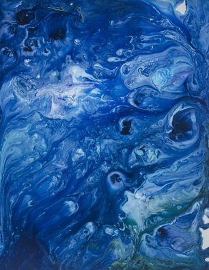 C. Mari Pack; Current, 2014, Original Painting Acrylic, 11 x 14 inches. Artwork description: 241  Original poured acrylic painting. Deep blues with contrasting white; resembling an ocean. All materials used are archival. ...