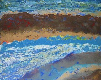 Mario Deschenes; Landscape With A Blue River, 2018, Original Mixed Media, 30 x 24 inches. Artwork description: 241  24 x 30 Canvas Gallery Mixed - mediaInk2018 ...