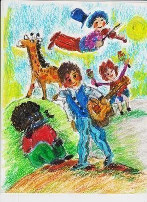 Mario Ortiz Martinez, 'Child Song', 2019, original Pastel Oil, 9 x 12  inches. Artwork description: 2307 INTUITIVE IMAGE, STRONG COLORED AND CONTRASTING. AN INVITATION TO IMAGINE. COLORFUL, PASSIONATED, NAIVE, CHILDREN...