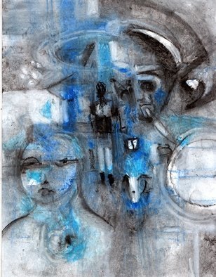 Mario Ortiz Martinez; Meditation In Blue, 2021, Original Painting Oil, 8.5 x 11 inches. Artwork description: 241 Looking for figures and themes at random, sometimes a composition of great expressive force emerges, which suggests heroism, will and decision. This study for a mural, if carried out, will nevertheless be superior in expression, since the original idea is concentrated in a small format, the work ...