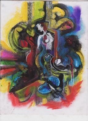 Mario Ortiz Martinez, 'Nude In A Collage', 2019, original Mixed Media, 9 x 12  inches. Artwork description: 7059 FREE INSPIRATON EXERCISE IN PAPER. DISCOVERING THE RICH EXPRESSION OF PASTEL COLORS, UNKNOWN FOR ME. ABSTRACT, MISTERY, LIBERTY. ...