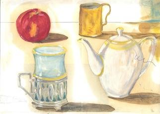 Marijan Stankovikj; Sketch 2, 2019, Original Mixed Media, 30 x 21 cm. Artwork description: 241 sketch apple glass teatime porcelain drawing watercolor pen pencil...