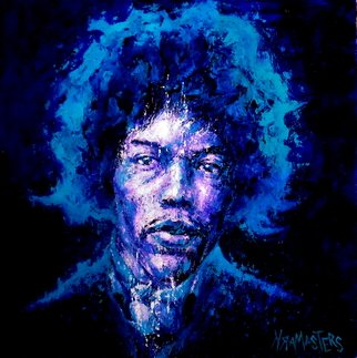 Mark Masters; Purple Haze, 2014, Original Painting Acrylic, 24 x 24 inches. Artwork description: 241 portrait, pallet knife, texture, Jimi Hendrix, acrylic, on panel, colorful, luminescence, traditional, painting, modern, composition, original, ...
