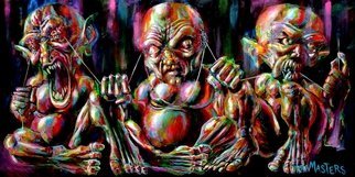 Mark Masters; See No Evil Hear No Evil, 2010, Original Painting Acrylic, 48 x 24 inches. Artwork description: 241 see no evil hear no evil speak no evil,abstract, acrylic, on panel, colorful, luminescence, traditional, painting, modern, composition, original, ...