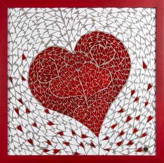 Marlies Wandres; Hearts, 2013, Original Mosaic, 24 x 24 inches. Artwork description: 241   Stained glass, Hearts   ...