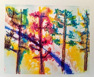 Mario Tello; Autom, 1978, Original Painting Ink, 3 x 2 feet. Artwork description: 241 Trees in the fall...