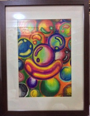Asmaa Azhar; Bubbles, 2009, Original Pastel Oil, 33 x 43 m. Artwork description: 241  bubbles like Magic ball colorful...