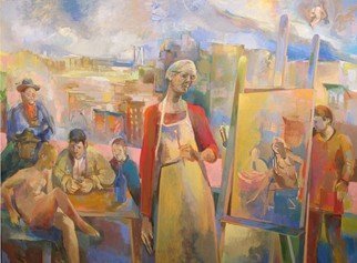 Martha Hayden; Self Portrait, 2011, Original Painting Oil, 70 x 54 inches. Artwork description: 241       Landscape, Wisconsin artist, woman painter, color, composition, figures, history of art, card players, Cezanne, figurative,     ...