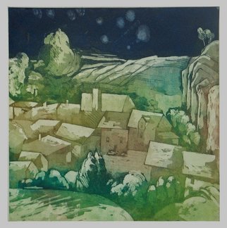 Martha Hayden; The Gurzon Valley, 2008, Original Printmaking Etching, 12 x 12 inches. Artwork description: 241  color acquatint of Rochefort- en- terre, Breton ...