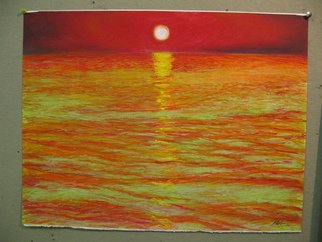 Marty Kalb, 'Michigan Sunset  Red Sky', 2009, original Pastel, 30 x 22  inches. Artwork description: 1911     I have experienced some of the most beautiful sunsets looking west from the coast of lake Michigan.  ...