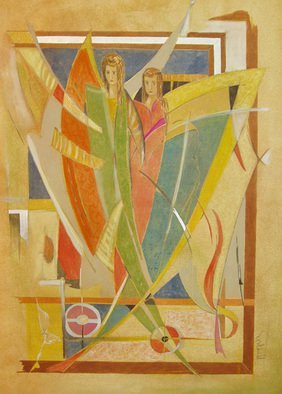 Yorgos Maryelis; Couple, 2005, Original Painting Tempera, 50 x 70 cm. 