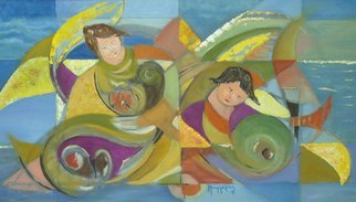 Yorgos Maryelis; Dansing On The Sea, 2008, Original Painting Oil, 73 x 43 m. 