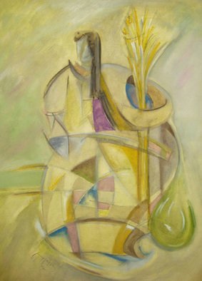 Yorgos Maryelis; The Gleaner, 2004, Original Painting Tempera, 50 x 70 cm. 