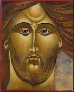 Mary Jane Miller; Face Of Christ, 2012, Original Painting Tempera, 8 x 9 inches. Artwork description: 241   egg tempera, christian, religious, icons, iconography, spiritual  ...