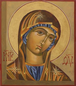 Mary Jane Miller; Mary, 2012, Original Painting Tempera, 8 x 9 inches. Artwork description: 241    egg tempera, christian, religious, icons, iconography, spiritual, virgin Mary, Mary , Mother of God   ...