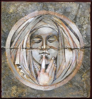 Mary Jane Miller; Stone Silence, 2012, Original Painting Tempera, 8 x 9 inches. Artwork description: 241      egg tempera, christian, religious, icons, iconography, spiritual, virgin Mary, Mary , Mother of God     ...