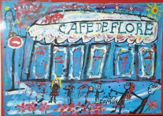 Mary Zeman; Cafe De Flore, 2008, Original Painting Acrylic, 31 x 25 inches. Artwork description: 241  Acrylic on paper framed under glass ...