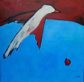 Michal Ashkenasi; BleedingPeace, 2002, Original Painting Acrylic, 80 x 80 cm. Artwork description: 241 A minimalistic work with  strong contrasting colours . It expresses my hopes for the future , in spite of all the spilling of blood at the moment .  ...
