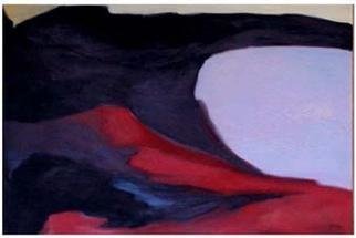 Michal Ashkenasi; Crater, 1998, Original Painting Oil, 80 x 50 cm. Artwork description: 241 After you have seen the Red colour of the Lava spreading out along the mountain, you