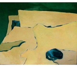 Michal Ashkenasi; HouseInTheDesert, 1998, Original Painting Oil, 90 x 60 cm. Artwork description: 241 An Abstract image of a desert landscape....