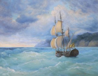 Yuriy Matrosov; Among The Waves, 2016, Original Painting Oil, 35.4 x 27.6 inches. Artwork description: 241 Painting Oil on Canvas.  This picture was inspired by an exhibition of the famous marine artist Ivan Aivazovsky, which I recently visited in the State Russian Museum in Saint- Petersburg.In this painting I applied many layers of color to create a transparent quality for showing the ...